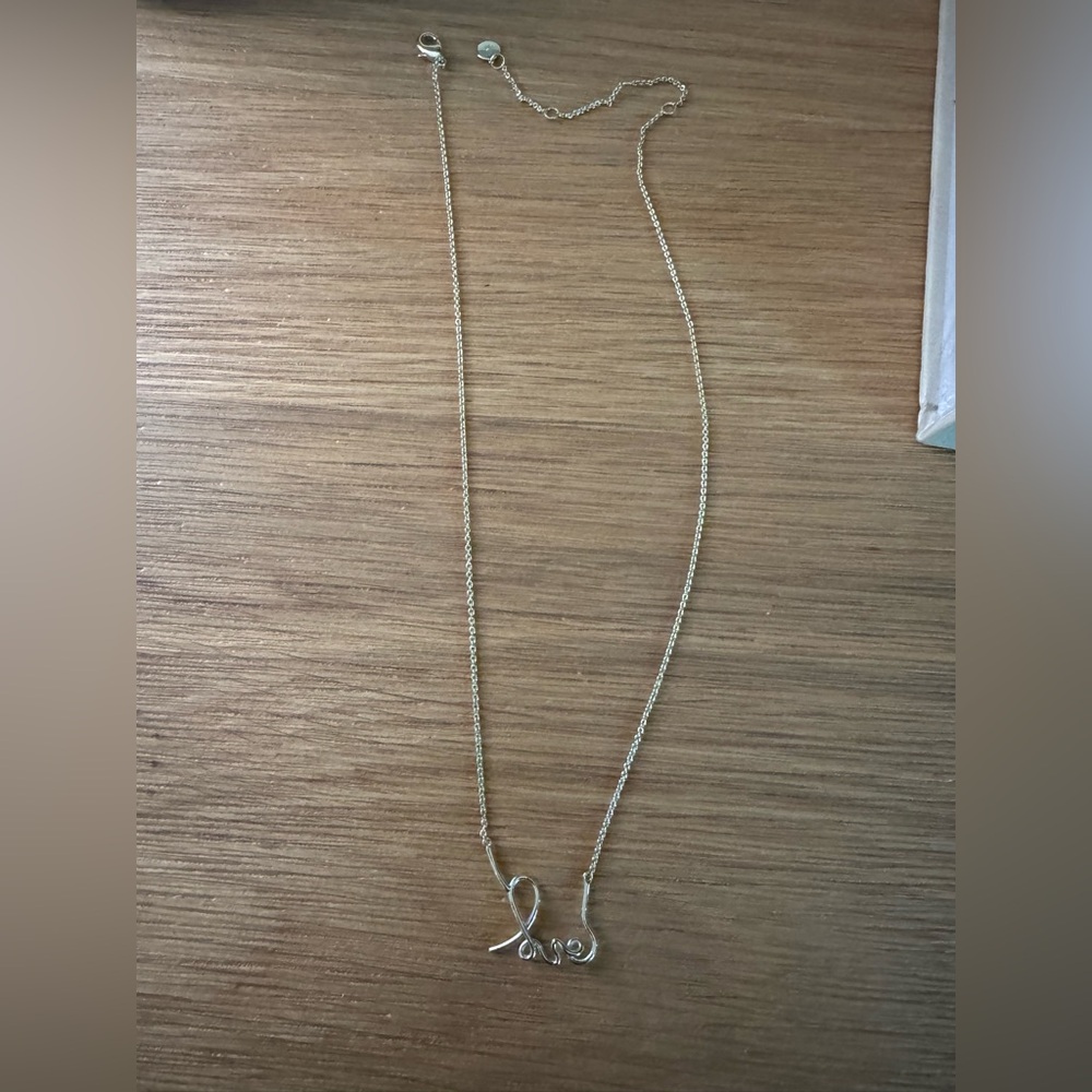 Stella & Dot gold script Love Necklace-17”